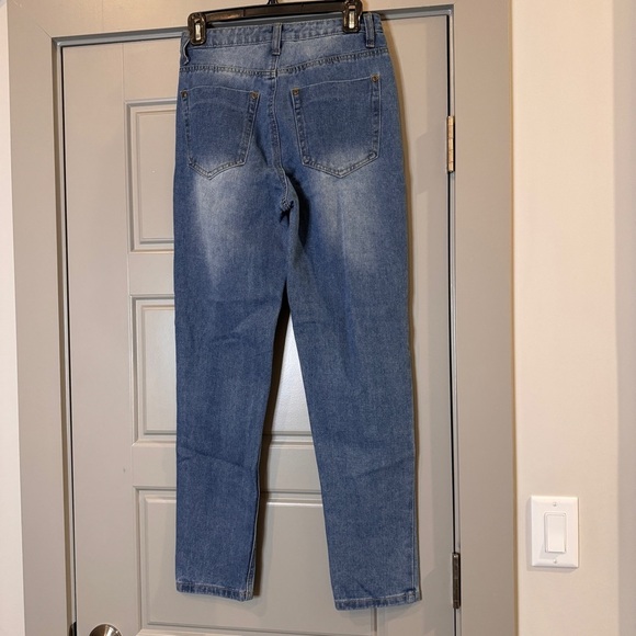 NWT NASTY GAL | Distressed Blue Jeans High Rise Straight Leg Women’s Size 4 - Picture 2 of 11